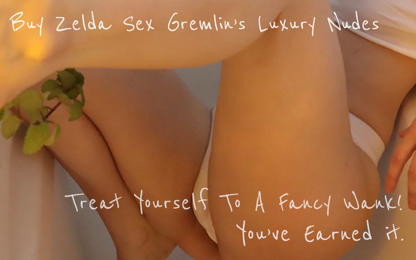 an ad for digital content showing a close-up of Zelda, wearing white panties